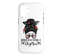 Kinda Busy Being A Dog Mom Plott Hound Funny Messy Bun Case for iPhone 16