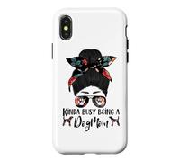 Kinda Busy Being A Dog Mom Plott Hound Funny Messy Bun Case for iPhone X/XS