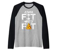Kinda Fit Mostly Fat Fitness Funny Workout Shirt Raglan Baseball Tee