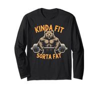Kinda Fit Sorta Fat Funny Gym Bear Weightlifting Workout Long Sleeve T-Shirt
