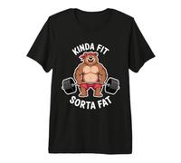 Kinda Fit Sorta Fat Funny Gym Bear Weightlifting Workout Premium T-Shirt