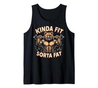 Kinda Fit Sorta Fat Funny Gym Bear Weightlifting Workout Tank Top