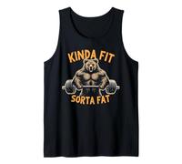 Kinda Fit Sorta Fat Funny Gym Bear Weightlifting Workout Tank Top