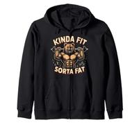 Kinda Fit Sorta Fat Funny Gym Bear Weightlifting Workout Zip Hoodie