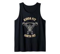 Kinda Fit Sorta Fat Funny Gym Chimp Weightlifting Workout Tank Top