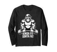 Kinda Fit Sorta Fat Funny Gym Gorillas Workout Weightlifting Long Sleeve T-Shirt
