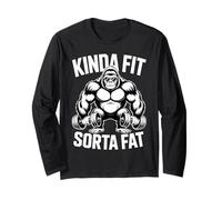 Kinda Fit Sorta Fat Funny Gym Gorillas Workout Weightlifting Long Sleeve T-Shirt