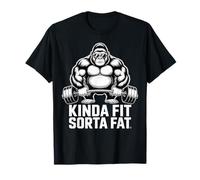 Kinda Fit Sorta Fat Funny Gym Gorillas Workout Weightlifting T-Shirt