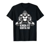 Kinda Fit Sorta Fat Funny Gym Gorillas Workout Weightlifting T-Shirt