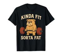 Kinda Fit Sorta Fat Funny Gym Retro Cute Bulldog Vintage T-Shirt