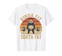 Kinda Fit Sorta Fat Panda Lifter Retro Sundown Gym Humor Value Graphic T-Shirt, Men, White, XL