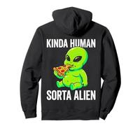 Kinda Human Sorta Alien Funny Chubby Alien Eating Pizza Meme Pullover Hoodie