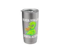 Kinda Human Sorta Alien Funny Chubby Alien Eating Pizza Meme Stainless Steel Insulated Tumbler