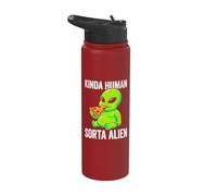 Kinda Human Sorta Alien Funny Chubby Alien Eating Pizza Meme Stainless Steel Insulated Water Bottle