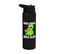 Kinda Human Sorta Alien Funny Chubby Alien Eating Pizza Meme Stainless Steel Insulated Water Bottle