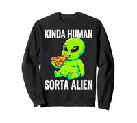Kinda Human Sorta Alien Funny Chubby Alien Eating Pizza Meme Sweatshirt