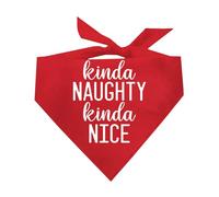 Kinda Naughty Kinda Nice Dog Bandana | 100% Cotton Adjustable Triangle | Made in USA | Christmas | Santa's Helper | Winter | Gift |Red, One Size (88)