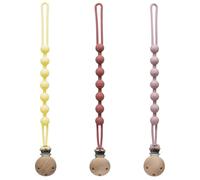 KINDAX 3pcs Silicone Dummy Chain Food Clip Dummy Holder for Children Dummy Chain Soft, Flexible, Durable and High Tenacity (Red+Purple+Yellow)