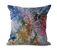 Kinde Cushions with Covers Included Blue Pink Purple Pillow Cases Cotton Hemp Cushion Covers Washable Pillowcase Invisible Zipper Pillow Case for Home Office Sofa Bedroom Cushion Cover 40x40cm/1 Pcs