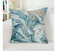 Kinde Cushions with Covers Included Cyan Blue Pillow Cases Cotton Hemp Cushion Covers Washable Pillowcase Invisible Zipper Pillow Case for Home Office Sofa Bedroom Car Cushion Cover 60x60/1 Pcs