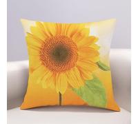 Kinde Cushions with Covers Included Sunflower Pillow Cases Cotton Hemp Cushion Covers Washable Pillowcase Invisible Zipper Pillow Case for Home Office Sofa Bedroom Cushion Cover 1 Pcs