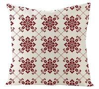 Kinde Cushions with Covers Included White Red Pillow Cases Cotton Hemp Cushion Covers Washable Pillowcase Invisible Zipper Cushion Covers 45 x 45 Soft Pillow Case Deco Cushions 45cm x 45cm 1 Pcs