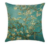 Kinde Cushions with Covers Included Yellow Flower Pillow Cases Cotton Hemp Cushion Covers Washable Pillowcase Invisible Zipper Pillow Case for Home Office Sofa Bedroom Car Cushion Cover 80x80cm/1 Pcs