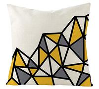 Kinde Cushions with Covers Included Yellow Grey Pillow Cases Cotton Hemp Cushion Covers Washable Pillowcase Invisible Zipper Pillow Case for Home Office Sofa Bedroom Cushion Cover 50x50cm/1 Pcs