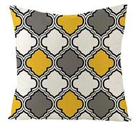 Kinde Cushions with Covers Included Yellow Grey Pillow Cases Cotton Hemp Cushion Covers Washable Pillowcase Invisible Zipper Pillow Case for Home Office Sofa Bedroom Car Cushion Cover 50x50cm/1 Pcs