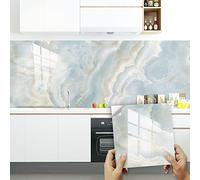 Kinde Tile Stickers Duck Egg Blue Peel and Stick Floor Tiles PVC Stick on Bathroom Tiles Waterproof Wall Tile Stickers Kitchen Stick on Tiles Oilproof Stick-on Tiles Self Adhesive 10x10cm/10 Pcs