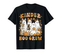 Kinder Boo Crew Teacher Halloween Floral Ghost Coquette Bow T-Shirt