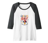 Kinder Boy Adventure Begins Cosmic Rocket Journey Raglan Baseball Tee, Women, Dark Heather/White, L