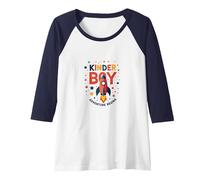 Kinder Boy Adventure Begins Cosmic Rocket Journey Raglan Baseball Tee, Women, Navy/White, L