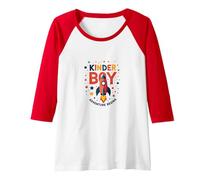 Kinder Boy Adventure Begins Cosmic Rocket Journey Raglan Baseball Tee, Women, Red/White, L