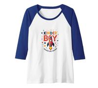 Kinder Boy Adventure Begins Cosmic Rocket Journey Raglan Baseball Tee, Women, Royal Blue/White, L