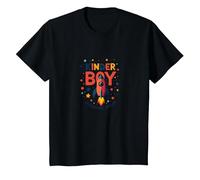 Kinder Boy Adventure Begins Cosmic Rocket Journey T-Shirt, Kids, Black, 12 Years
