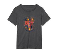 Kinder Boy Adventure Begins Cosmic Rocket Journey T-Shirt, Women's Plus, Dark Heather Grey, 1X
