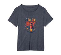 Kinder Boy Adventure Begins Cosmic Rocket Journey T-Shirt, Women's Plus, Heather Blue, 1X
