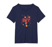 Kinder Boy Adventure Begins Cosmic Rocket Journey T-Shirt, Women's Plus, Navy, 1X