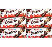 Kinder Bueno Chocolate Bar 43g (6-Pack) - Milk Chocolate Covered Wafer with Smooth Milky and Hazelnut Filling - Melt-in-the-mouth Sweet Snack Deal for Easter, Birthday, All Ocassion by Swiss+
