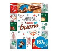 Kinder Bueno Christmas Advent Calendar 167g With Christmas Sticker - Milk and Hazelnut Advent - Milk Dark White Chocolate - Advent For Kids Adults