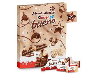 Kinder Bueno Christmas Advent Calendar 2025, Milk and Hazelnut Mini Chocolates, Eggs, Full Chocolate Bar, 181g