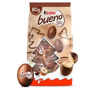 Kinder Bueno Christmas Mini Chocolate Eggs Pouch, 80g | Christmas Chocolate Gift, Milk Chocolate Wafer with Creamy Hazelnut Filling, 8 Individually Wrapped Christmas Kinder Eggs