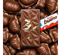 Kinder Bueno Dubai Chocolate Bar, white chocolate hazlenut, kunafa, milk chocolate, Dubai Chocolate Co.