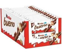 Kinder Bueno Wafer Twin Bars, Bulk Chocolate Gift Pack, Chocolate Covered Wafer with Milky and Hazelnut Filling, Pack of 30 x 2 (60pcs) (2 Boxes (Pack Of 60), Milk Chocolate)