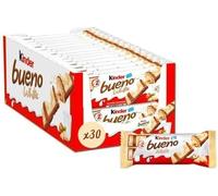 Kinder Bueno Wafer Twin Bars, Bulk Chocolate Gift Pack, Chocolate Covered Wafer with Milky and Hazelnut Filling, Pack of 30 x 2 (60pcs) (2 Boxes (Pack Of 60), White Chocolate)