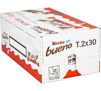 Kinder Bueno Wafer Twin Bars, Bulk Chocolate Gift Pack, Milk Chocolate Covered Wafer with Milky and Hazelnut Filling, Pack of 30