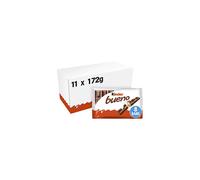 Kinder Bueno Wafer Twin Chocolate Bars, Bulk Chocolate Box, Gift Pack, Milk Chocolate Covered Wafer with Milky and Hazelnut Filling, Pack of 11 x 8