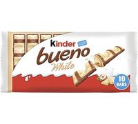 Kinder Bueno White Chocolate Bars Multipack - Crispy Wafer with Creamy Hazelnut Filling & Cocoa Meringue - 5 Packs