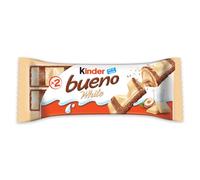 Kinder Bueno White Chocolate Bulk Box - Crispy Wafer with Creamy Hazelnut Filling & Cocoa Meringue - 30 Packs x 2 Bars (60 Bars Total) - Wholesale Case